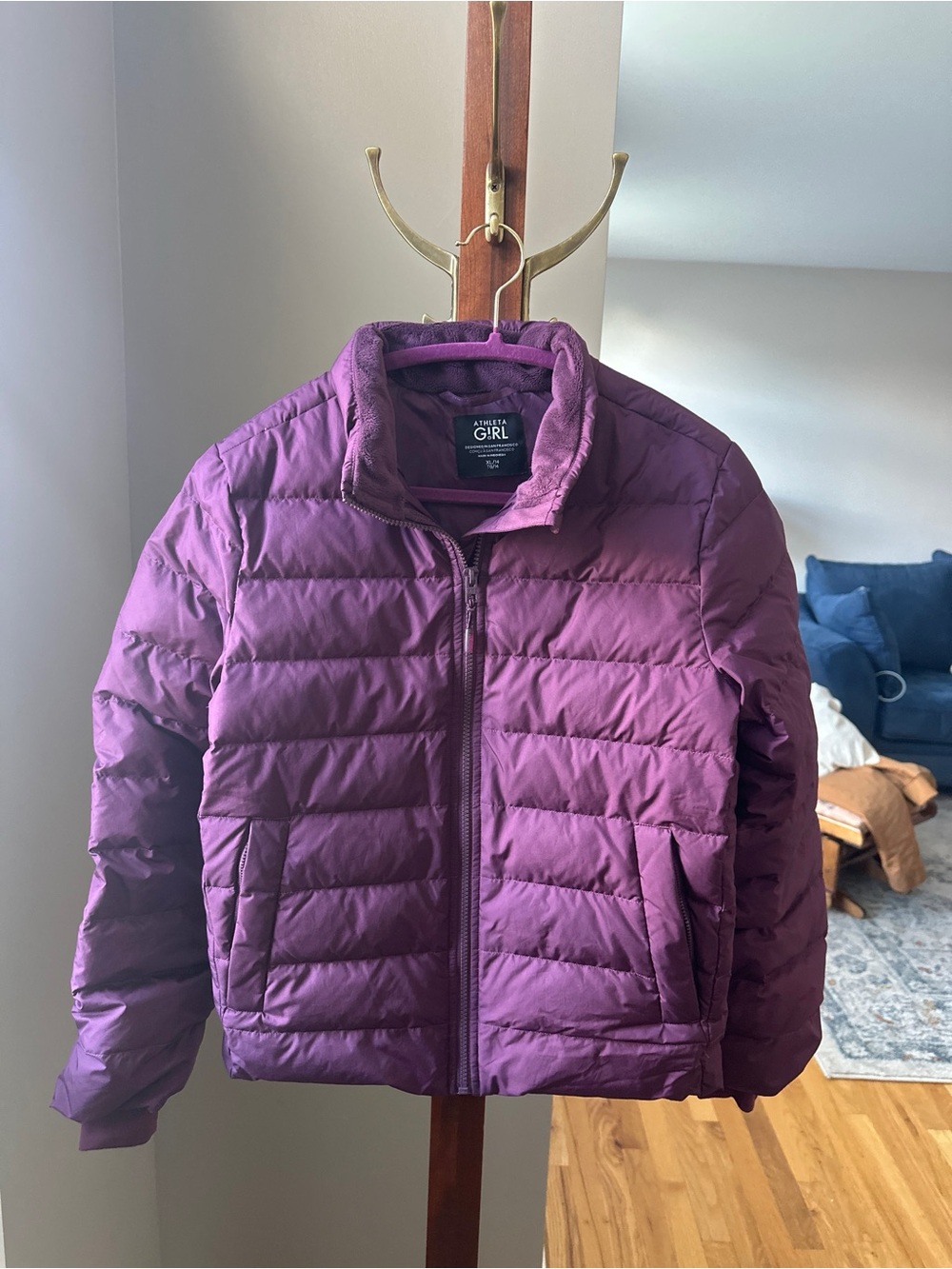 BUNDLE Athleta Girl Purple Puffer Jacket & Lilac Down Vest XL (14)